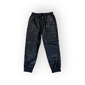 Bagatelle Black Faux Leather High Rise Joggers Size M